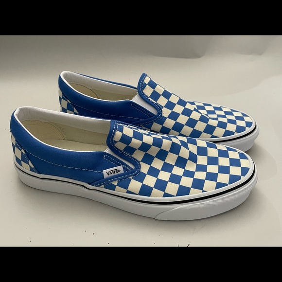 Vans slip on blue checkerboard. Mens size 9 - Picture 3 of 4